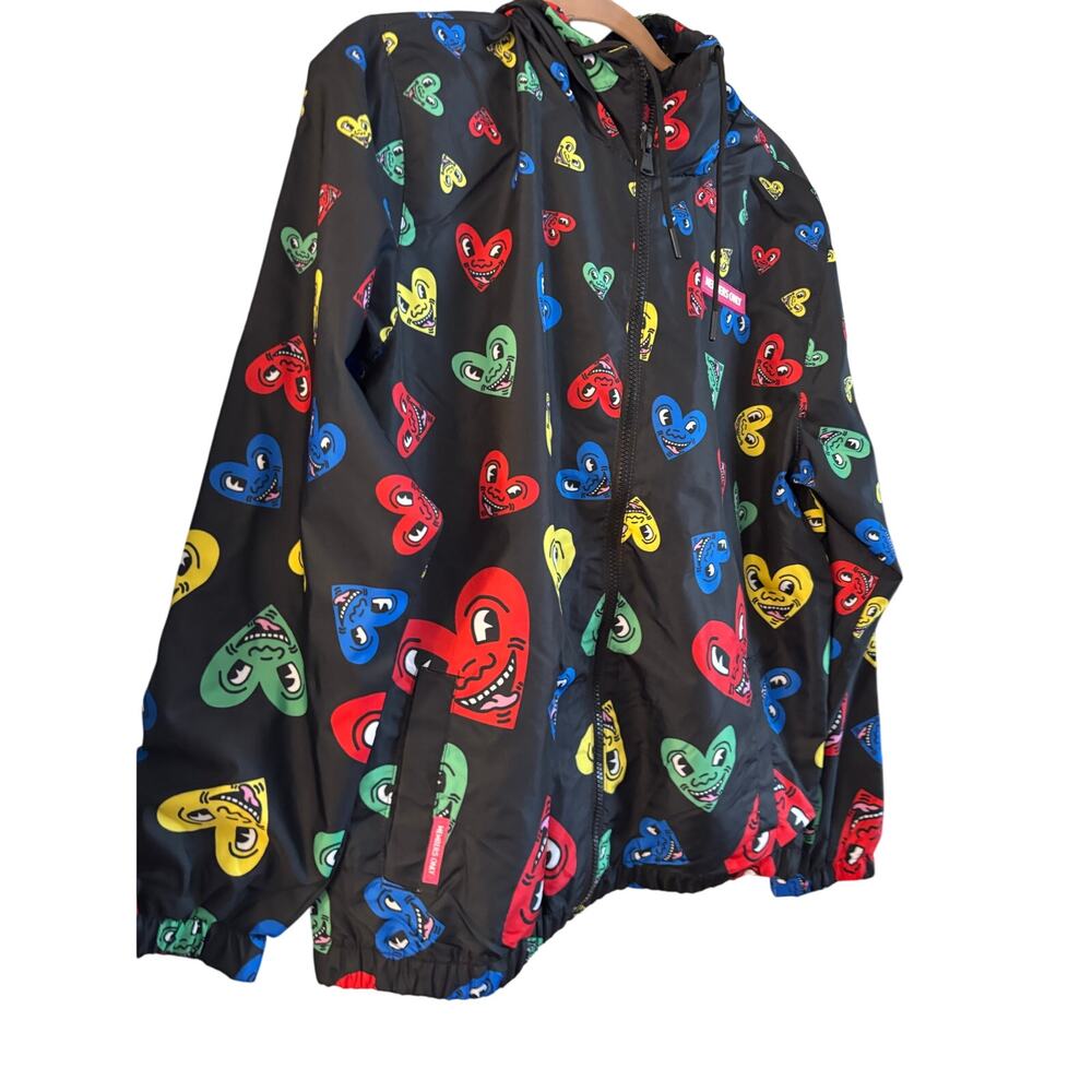 Keith Haring Members Only Jacket Windbreaker Large M Pop Art Hearts Apparel NWT - Picture 3 of 6